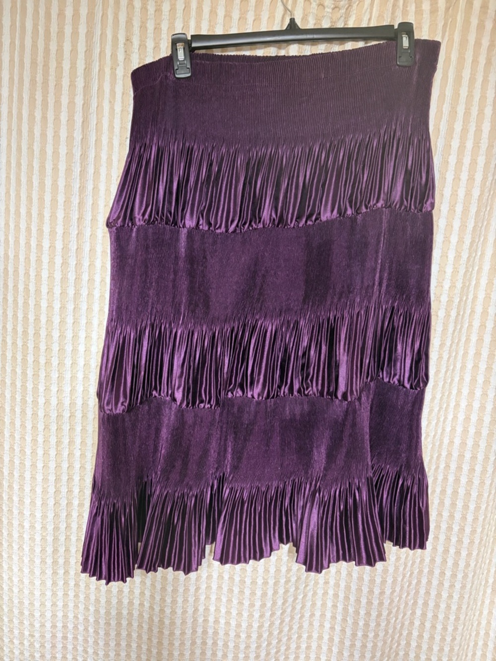 Midi Tiered Pleated Skirt in Deep Purple